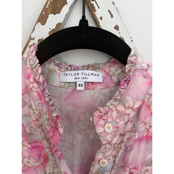 Taylor Tillman Liza Midi Ruffle Shirt Dress in Lavender Earth Size XS Oversized - Picture 4 of 9